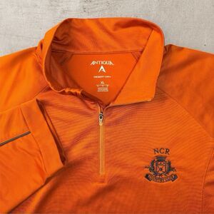 NCR Country Club 1/4 Zip Sweatshirt Men's XL Orange Antigua Long Sleeve Golf Y2K